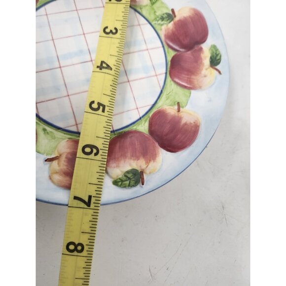 Yankee Candle Embossed Footed Ceramic Apple Plate Candle Holder by Michal Sparks - Picture 6 of 7